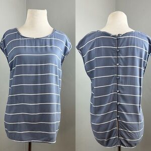 Abercrombie & Fitch Button Back Viscose Striped Cap Sleeve Top Sz S